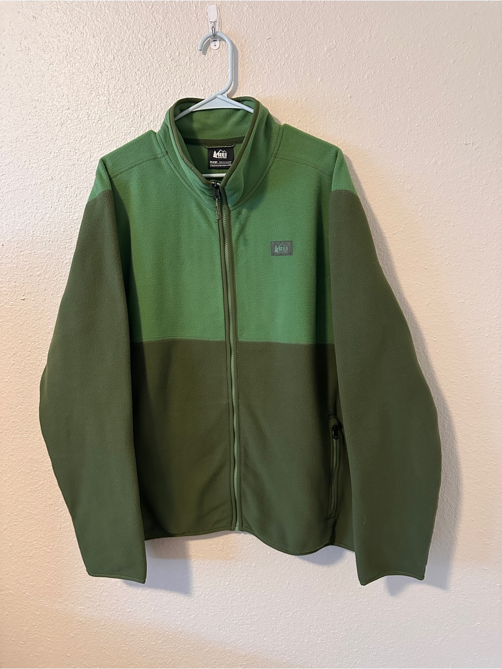 REI men’s XL Two-Tone Green Full-Zip Outdoor Fleece Jacket